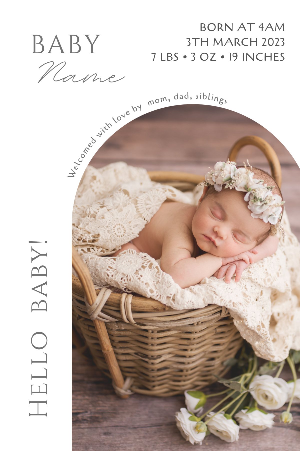 Baby Announcement sizes 3x4, 4x6, 5x7