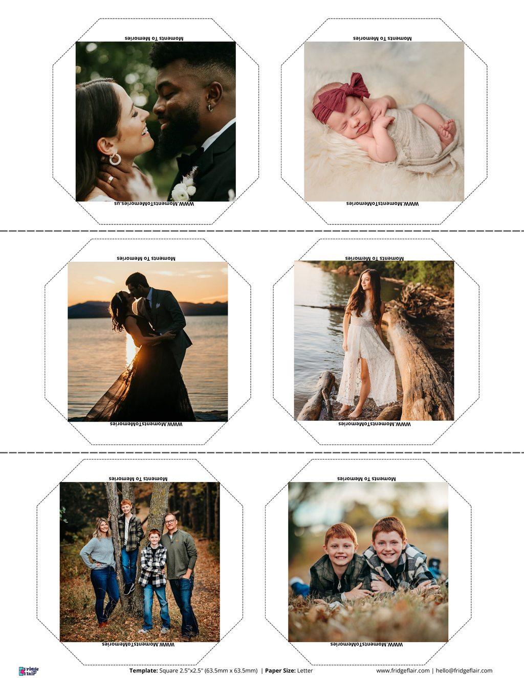 2.5''x2.5'' Acrylic Magnets Set of 6